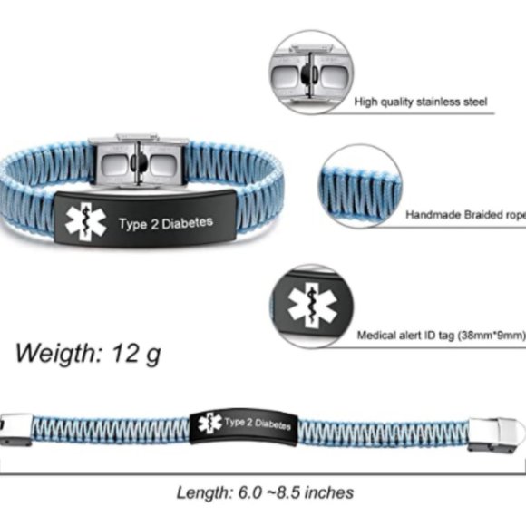 Diabetes Medical Alert ID Bracelet for Women - Picture 6 of 7